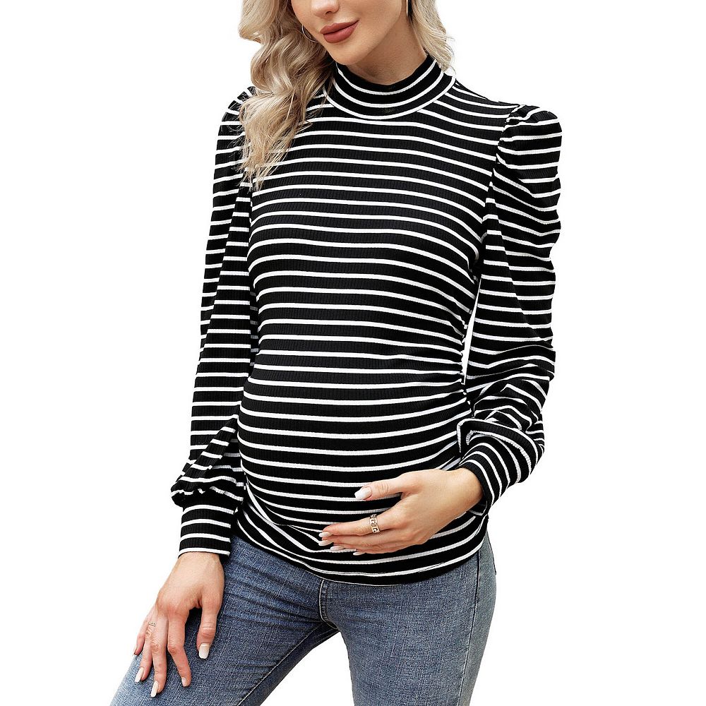 Beige Brushed Ribbed Knit Maternity Pullover main image 1