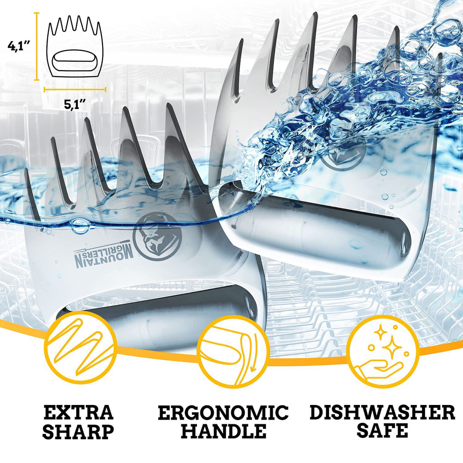 Topoko 2-Pack Meat Claws – Bear Claw Pulled Pork & Turkey Shredder, BBQ Tool, Black