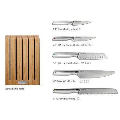 Joseph Joseph Elevate Steel Knives & Bamboo Knife Block 5-piece Set