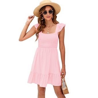 Women's Dress Boho Short Sleeve Summer Casual Long Wrap Dress V Neck Tunic Midi Dress With Slit