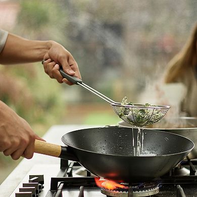 Joseph Joseph Nest Fusion Compact 3-piece Wok Silicone Turner, Silicone Spoon and Wire Skimmer Set