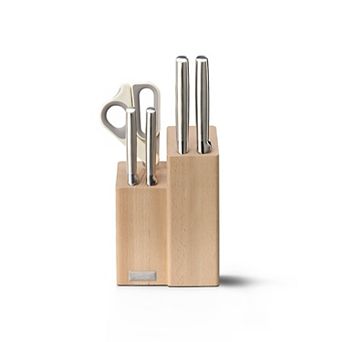 Joseph Joseph Elevate Fusion 5 pc Knife, Cleaver & Scissor Set with Beechwood Knife Block