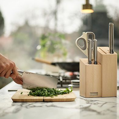 Joseph Joseph Elevate Fusion 5-pc. Knife, Cleaver & Scissor Set with Beechwood Knife Block