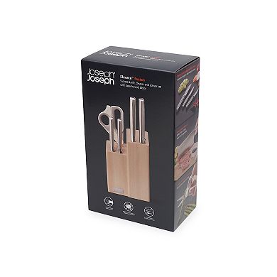 Joseph Joseph Elevate Fusion 5-pc. Knife, Cleaver & Scissor Set with Beechwood Knife Block