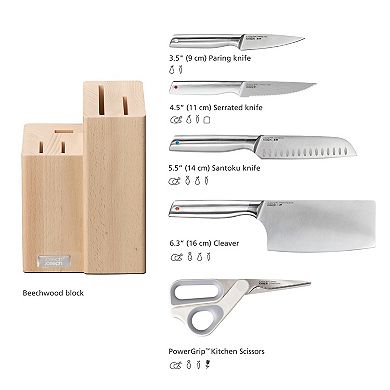 Joseph Joseph Elevate Fusion 5-pc. Knife, Cleaver & Scissor Set with Beechwood Knife Block