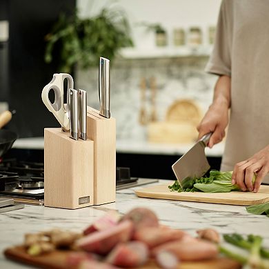 Joseph Joseph Elevate Fusion 5-pc. Knife, Cleaver & Scissor Set with Beechwood Knife Block