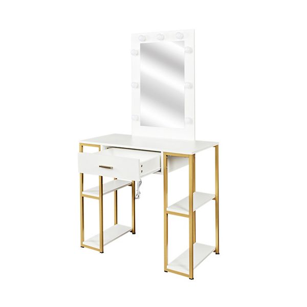 Modern simple vanity, solid metal frame construction, 9 LED lights
