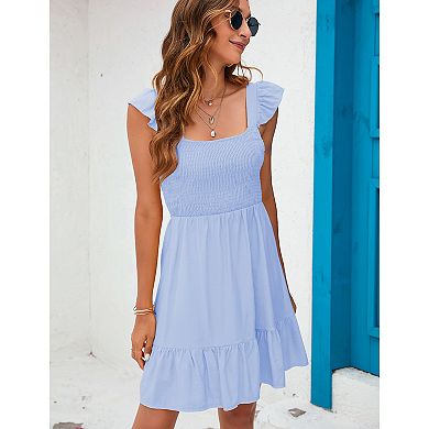 Women's Dress Boho Short Sleeve Summer Casual Long Wrap Dress V Neck Tunic Midi Dress With Slit