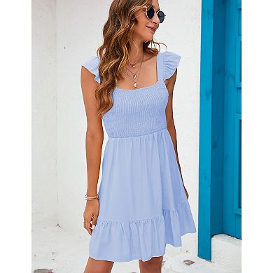 Women's Dress Boho Short Sleeve Summer Casual Long Wrap Dress V Neck Tunic Midi Dress With Slit