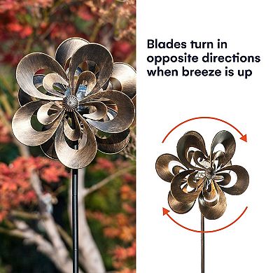 Solar Wind Spinner with LED Lighting and Kinetic Wind Spinner for Outdoors