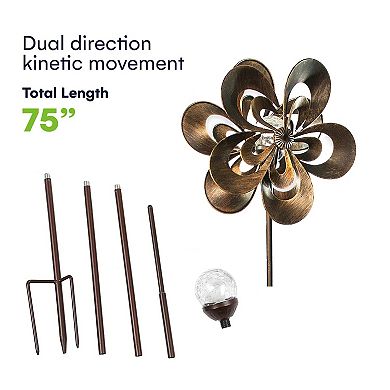 Solar Wind Spinner with LED Lighting and Kinetic Wind Spinner for Outdoors