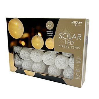 Mikasa Outdoor Waterproof LED 15.8-foot Solar Round Bulb String Lights