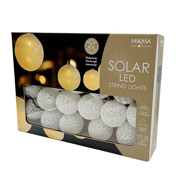 Mikasa Outdoor Waterproof LED 15.8foot Solar Round Bulb String Lights