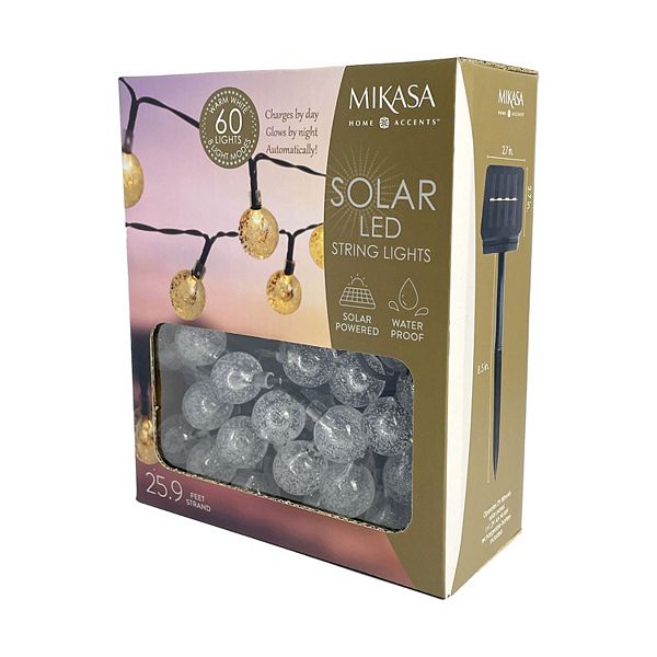 Mikasa Waterproof Outdoor LED Solar Round Crackle Bulb String Lights