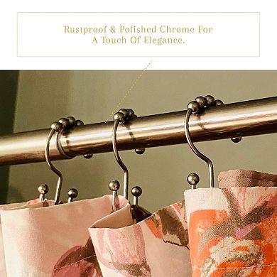 Double Sided Shower Curtain Hooks, Rust Proof Stainless Steel Hooks With Easy Glide Rollers
