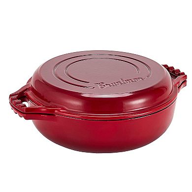 Pre Seasoned Cast Iron 2 in 1 Pan with Grill Lid and Wide Handle