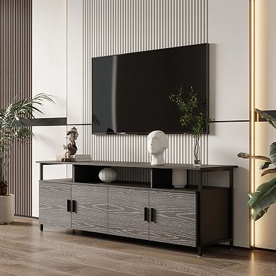 Modern simple wood grain TV cabinet 80-inch TV stand