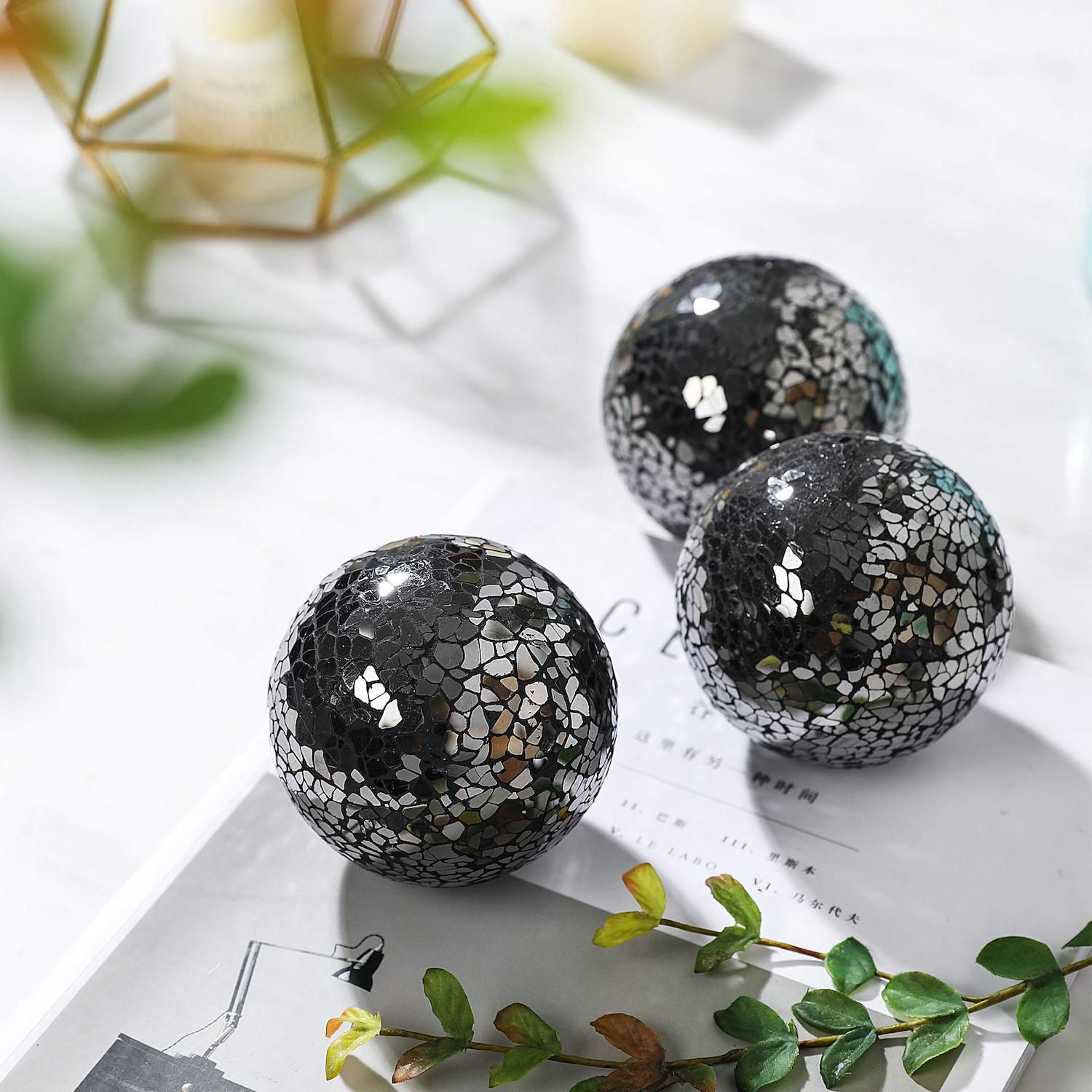 Juvale 5 Pack Green Decorative Balls For Centerpiece Bowls, 3-Inch Orbs Decorative Balls For Home Décor, Accessories For Living Room