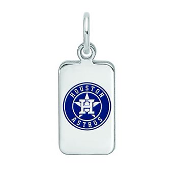 LogoArt Sterling Silver Houston Astros Enameled Tag Pendant