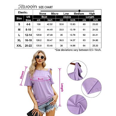 Women's Off Shoulder Strappy Summer Tops,short Sleeve Shirt Top