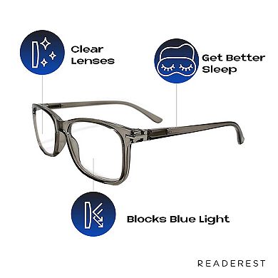 Blue Light Blocking Reading Glasses (Grey, 275 Magnification) Computer ...