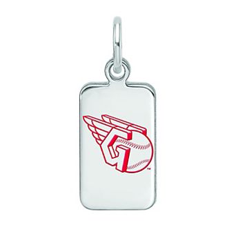 LogoArt Sterling Silver Cleveland Guardians Enameled Tag Pendant