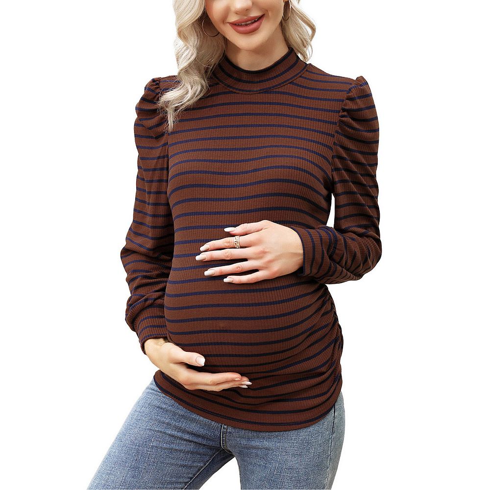 Maternity Shirts For Women, Women's Long Sleeve Pregnancy Tops Sweater Casual Ribbed Knit Pregnant Blouses Longline Sweaters Pregnancy Tops Clothes Comfy