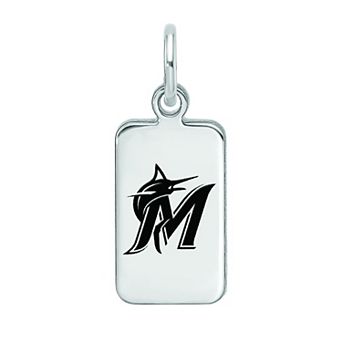LogoArt Sterling Silver Miami Marlins Enameled Tag Pendant