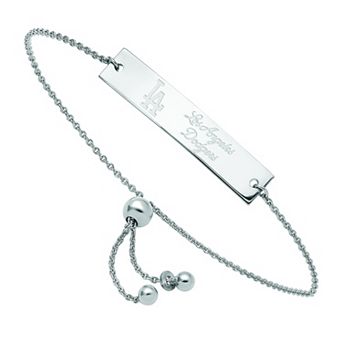 LogoArt Sterling Silver Los Angeles Dodgers Small Bar Adjustable Bracelet