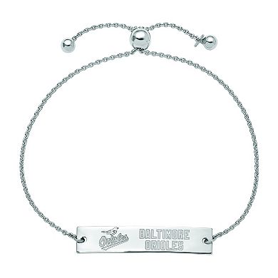 LogoArt Sterling Silver MLB Baltimore Orioles Small Bar Adjustable Bracelet