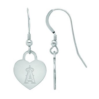 LogoArt Sterling Silver Los Angeles Angels Heart Dangle Earrings