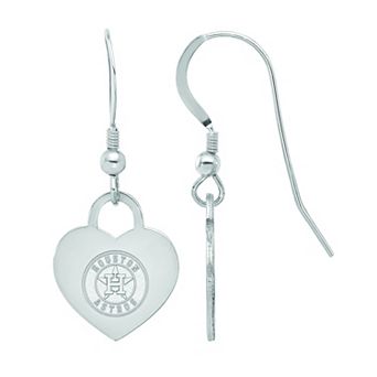 LogoArt Sterling Silver Houston Astros Heart Dangle Earrings