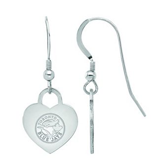 LogoArt Sterling Silver Toronto Blue Jays Heart Dangle Earrings