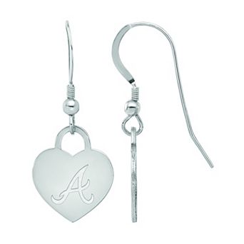 LogoArt Sterling Silver Atlanta Braves Heart Dangle Earrings