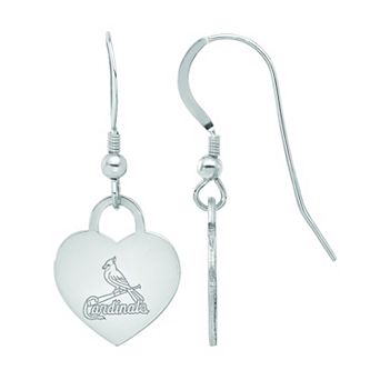 LogoArt Sterling Silver St Louis Cardinals Heart Dangle Earrings