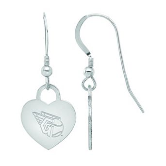 LogoArt Sterling Silver Cleveland Guardians Heart Dangle Earrings
