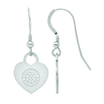 LogoArt Sterling Silver Seattle Mariners Heart Dangle Earrings