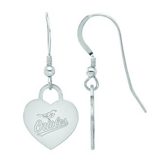 LogoArt Sterling Silver Baltimore Orioles Heart Dangle Earrings