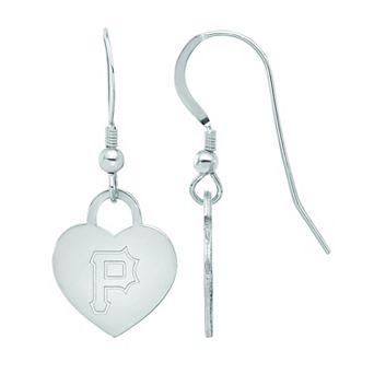 LogoArt Sterling Silver Pittsburgh Pirates Heart Dangle Earrings