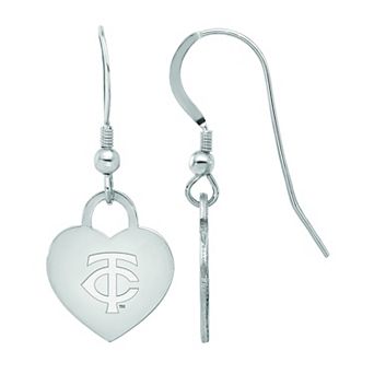 LogoArt Sterling Silver Minnesota Twins Heart Dangle Earrings