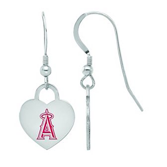 LogoArt Sterling Silver Los Angeles Angels Heart Dangle Earrings
