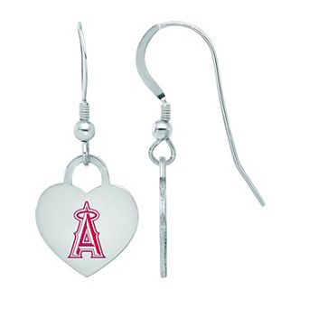 LogoArt Sterling Silver Los Angeles Angels Heart Dangle Earrings