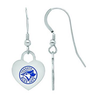LogoArt Sterling Silver Toronto Blue Jays Heart Dangle Earrings