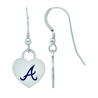 LogoArt Sterling Silver Atlanta Braves Heart Dangle Earrings