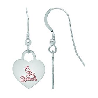 LogoArt Sterling Silver St Louis Cardinals Heart Dangle Earrings