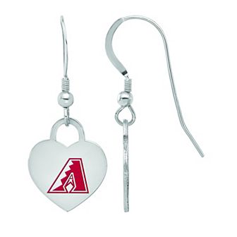 LogoArt Sterling Silver Arizona Diamondbacks Heart Dangle Earrings