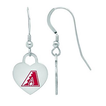 LogoArt Sterling Silver Arizona Diamondbacks Heart Dangle Earrings