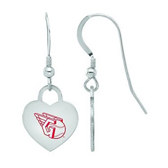 LogoArt Sterling Silver Cleveland Guardians Heart Dangle Earrings