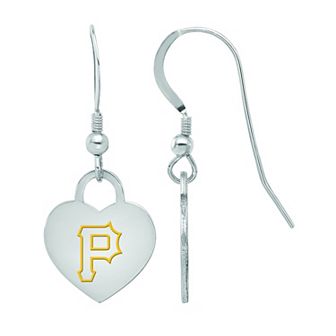 LogoArt Sterling Silver Pittsburgh Pirates Heart Dangle Earrings