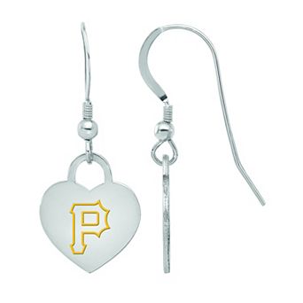 LogoArt Sterling Silver Pittsburgh Pirates Heart Dangle Earrings